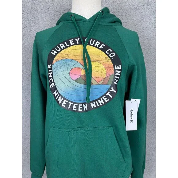 Hurley Junior's Sand Circle Hoodie Pullover Kangaroo Pockets XS Green NWT's. - Picture 2 of 8